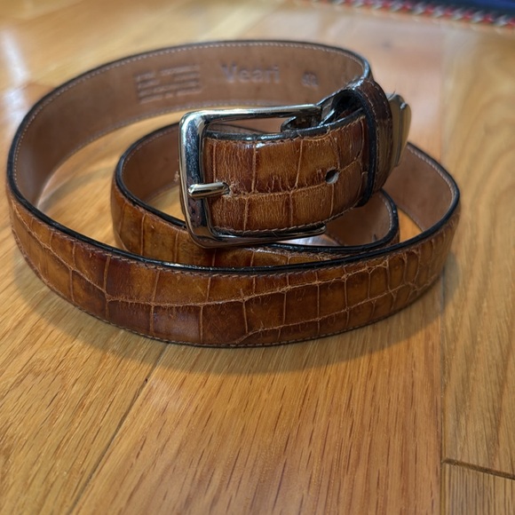 Veari Crocodile Alligator Leather Belt Light Brown - Picture 3 of 12
